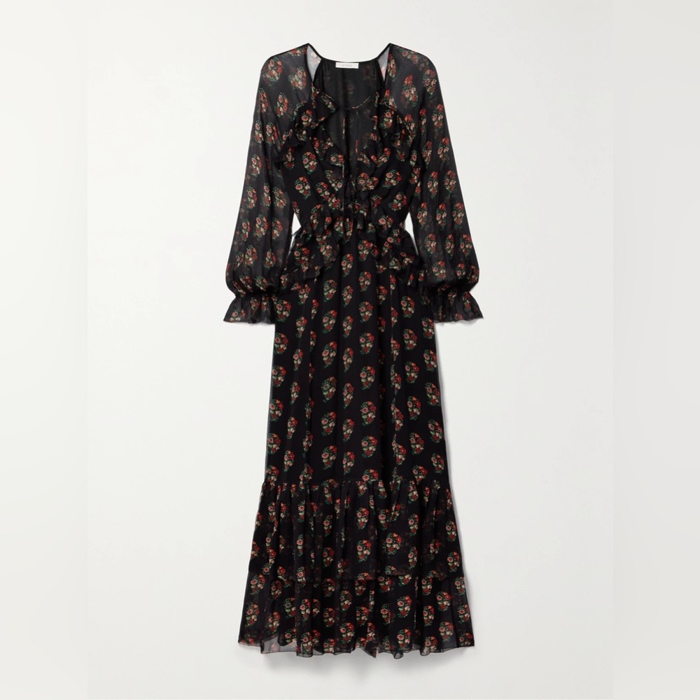 DÔEN Saffron ruffled floral-print silk-georgette maxi dress